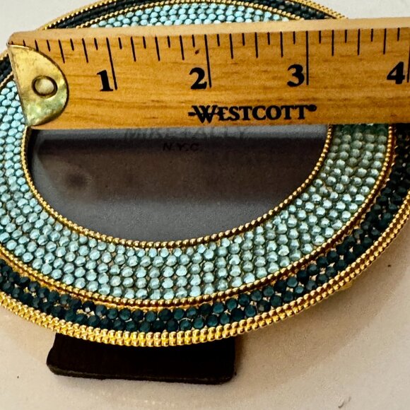 Mike + Ally N.Y.C. Round Picture Frame Gold Light Blue Beaded Elegant Chic - Picture 6 of 7